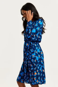 Women Liquorish Abstract Print Midi Fake Wrap Dress