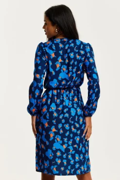 Women Liquorish Abstract Print Midi Fake Wrap Dress