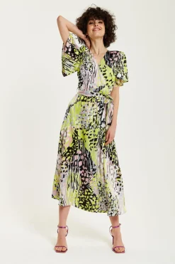 Women Liquorish Abstract Print Midi Wrap Dress