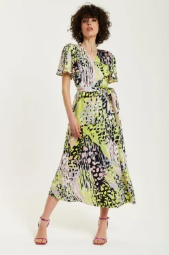 Women Liquorish Abstract Print Midi Wrap Dress