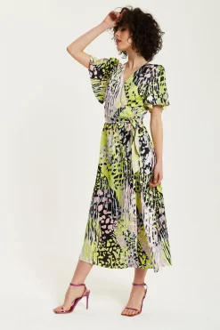 Women Liquorish Abstract Print Midi Wrap Dress