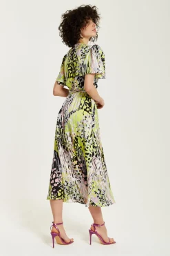 Women Liquorish Abstract Print Midi Wrap Dress
