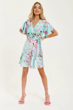 Women Liquorish Abstract Print Mini Wrap Dress