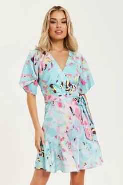Women Liquorish Abstract Print Mini Wrap Dress