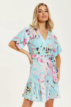 Women Liquorish Abstract Print Mini Wrap Dress