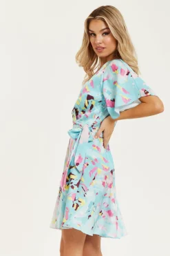 Women Liquorish Abstract Print Mini Wrap Dress