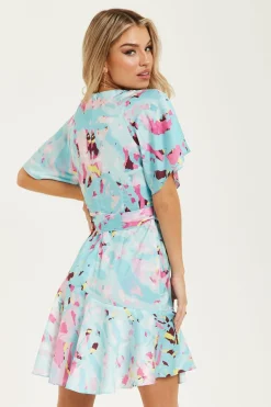 Women Liquorish Abstract Print Mini Wrap Dress