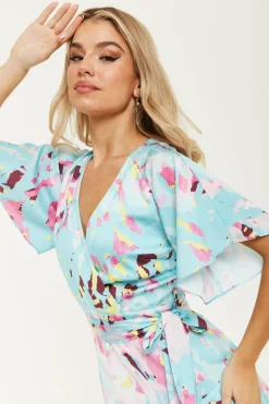Women Liquorish Abstract Print Mini Wrap Dress