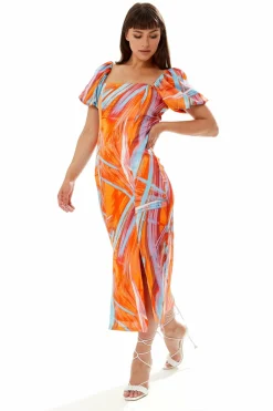 Women Liquorish Abstract Print Midi Dress In