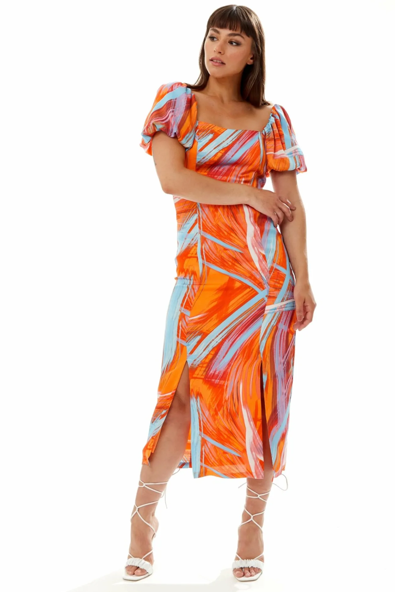 Women Liquorish Abstract Print Midi Dress In