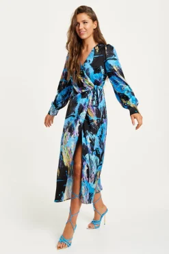 Women Liquorish Abstract Print Midi Wrap Dress
