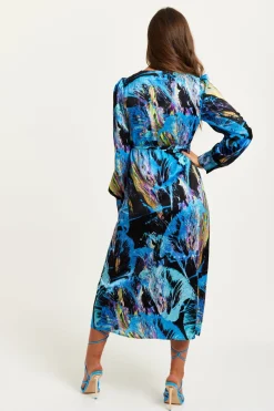 Women Liquorish Abstract Print Midi Wrap Dress