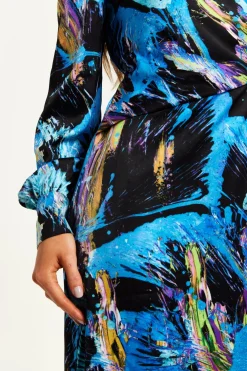 Women Liquorish Abstract Print Midi Wrap Dress