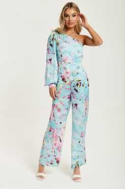 Women Liquorish Abstract Print One Shoulder Jumpsuit