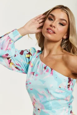 Women Liquorish Abstract Print One Shoulder Jumpsuit
