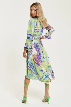 Women Liquorish Abstract Print Midi Wrap Dress In