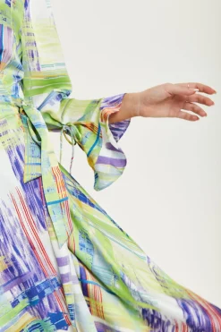 Women Liquorish Abstract Print Midi Wrap Dress In