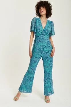 Women Liquorish Animal Print Knot Front Jumpsuit