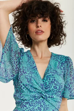 Women Liquorish Animal Print Knot Front Jumpsuit
