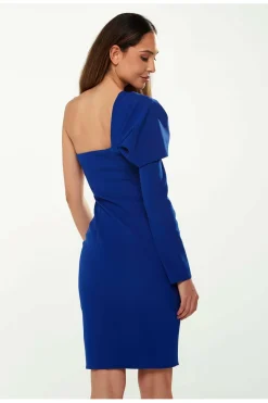 Women Liquorish Asymmetric Mini Dress In Royal Blue