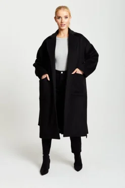 Women Liquorish Belted Longline Coat In