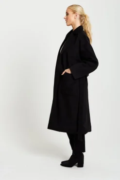 Women Liquorish Belted Longline Coat In