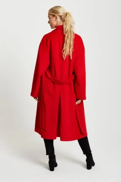 Women Liquorish Belted Longline Coat In