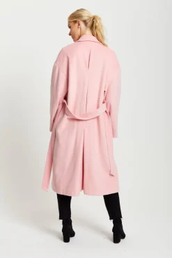 Women Liquorish Belted Longline Coat In