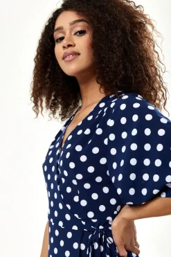 Women Liquorish Big Polka Dot Midi Wrap Dress
