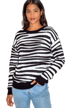 Women Liquorish Black & White Zebra Jumper