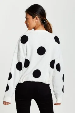 Women Liquorish Black Polka Dot Jumper In