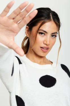 Women Liquorish Black Polka Dot Jumper In