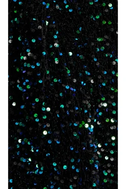 Women Liquorish Black Velvet Based Green And Blue Sequin Mini Dress