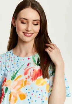 Women Liquorish Blue Floral Print Maxi Smock Dress