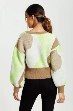 Women Liquorish Cardigan In Brown, Green And Cream