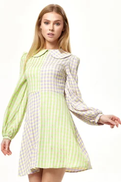 Women Liquorish Check Mini Dress With Collar