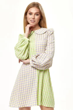 Women Liquorish Check Mini Dress With Collar