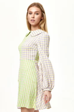 Women Liquorish Check Mini Dress With Collar