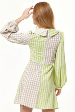 Women Liquorish Check Mini Dress With Collar