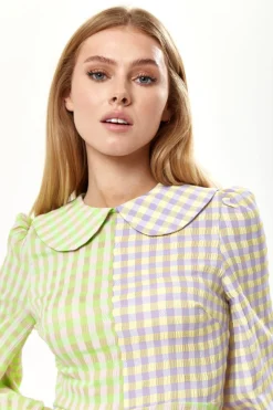 Women Liquorish Check Mini Dress With Collar