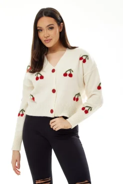 Women Liquorish Cherry Pattern Cardigan