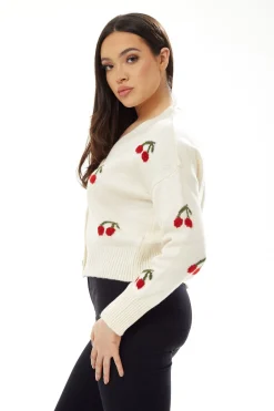 Women Liquorish Cherry Pattern Cardigan