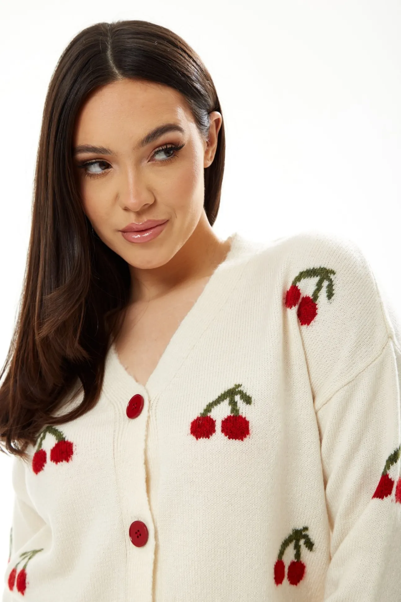 Women Liquorish Cherry Pattern Cardigan