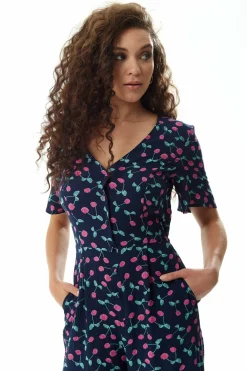 Women Liquorish Cherry Print Jumpsuit In