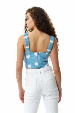 Women Liquorish Cloud Print Cropped Top In