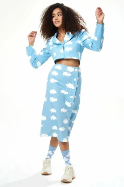 Women Liquorish Cloud Print Skirt In