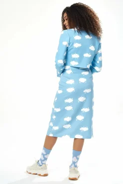 Women Liquorish Cloud Print Skirt In