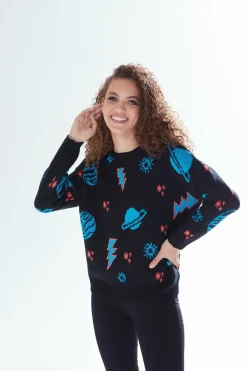 Women Liquorish Cosmic Pattern Jumper