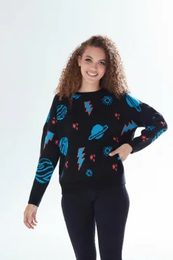 Women Liquorish Cosmic Pattern Jumper