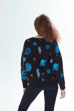 Women Liquorish Cosmic Pattern Jumper